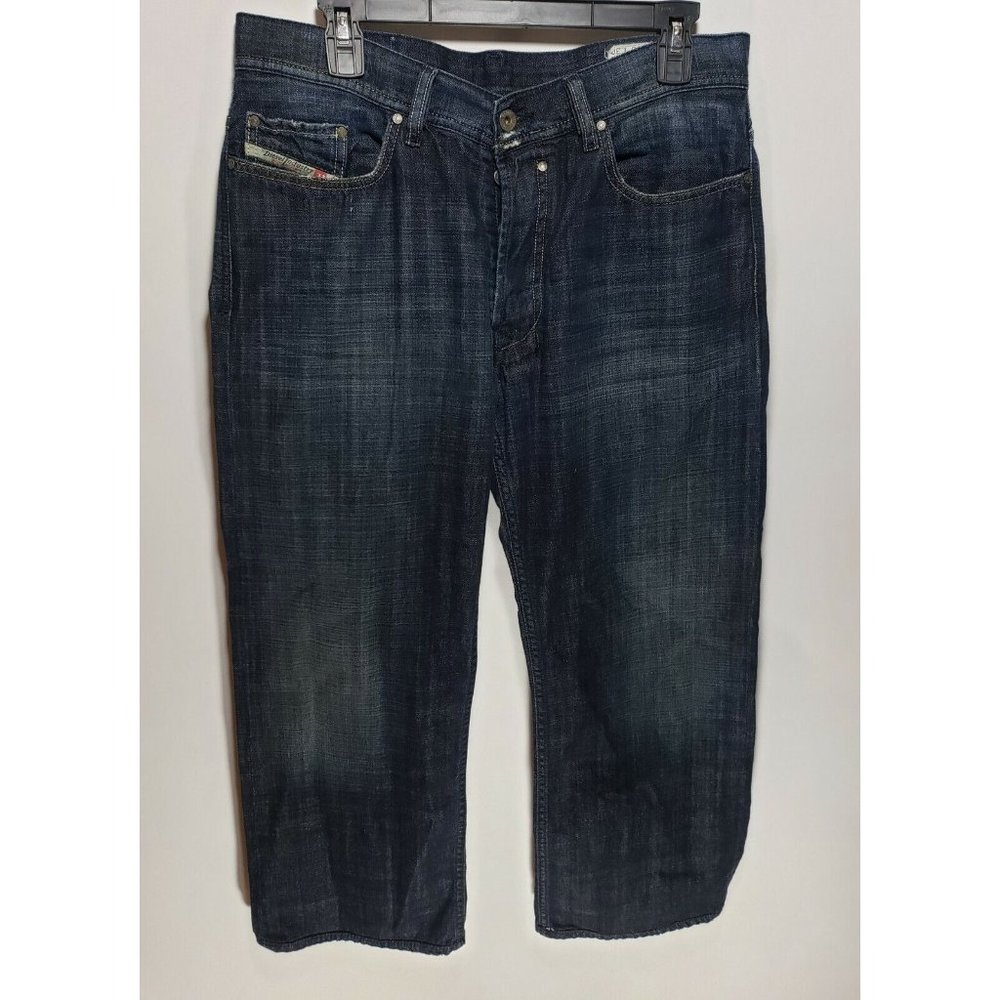 Mens Diesel Quratt Relaxed Straight Leg Blue 008FI Button Fly Jeans Size 33x26